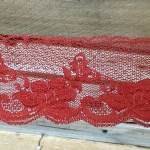 Chantilly Lace Trim - 2.5" x 3.5 yards - Red with scalloped Edge - Floral